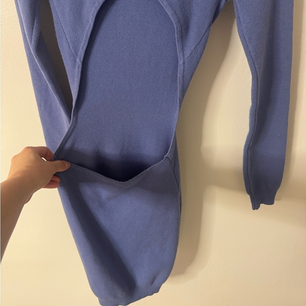 Lulus Back to Bliss Denim Blue Long Sleeve Backless Sweater Dress - Picture 8 of 9